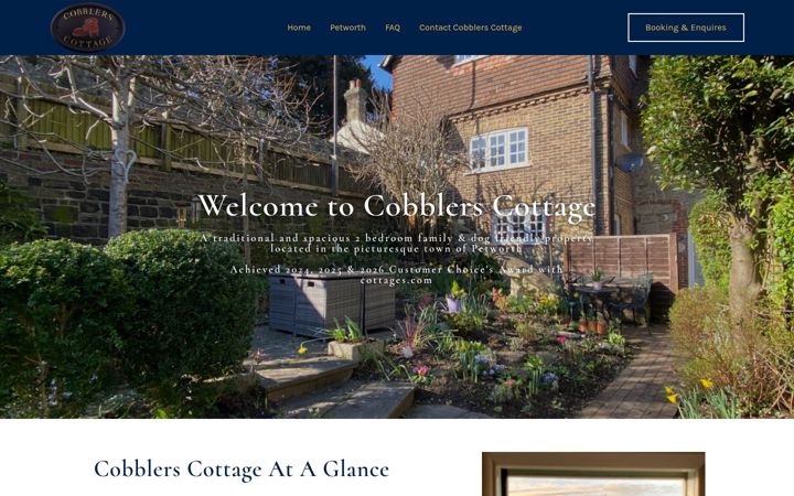 Screenshot of cobblerscottagepetworth.co.uk