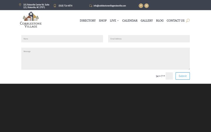 Screenshot of cobblestonevillagerolesville.com