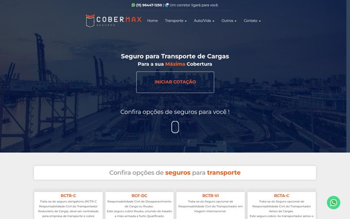 Screenshot of cobermaxseguros.com.br
