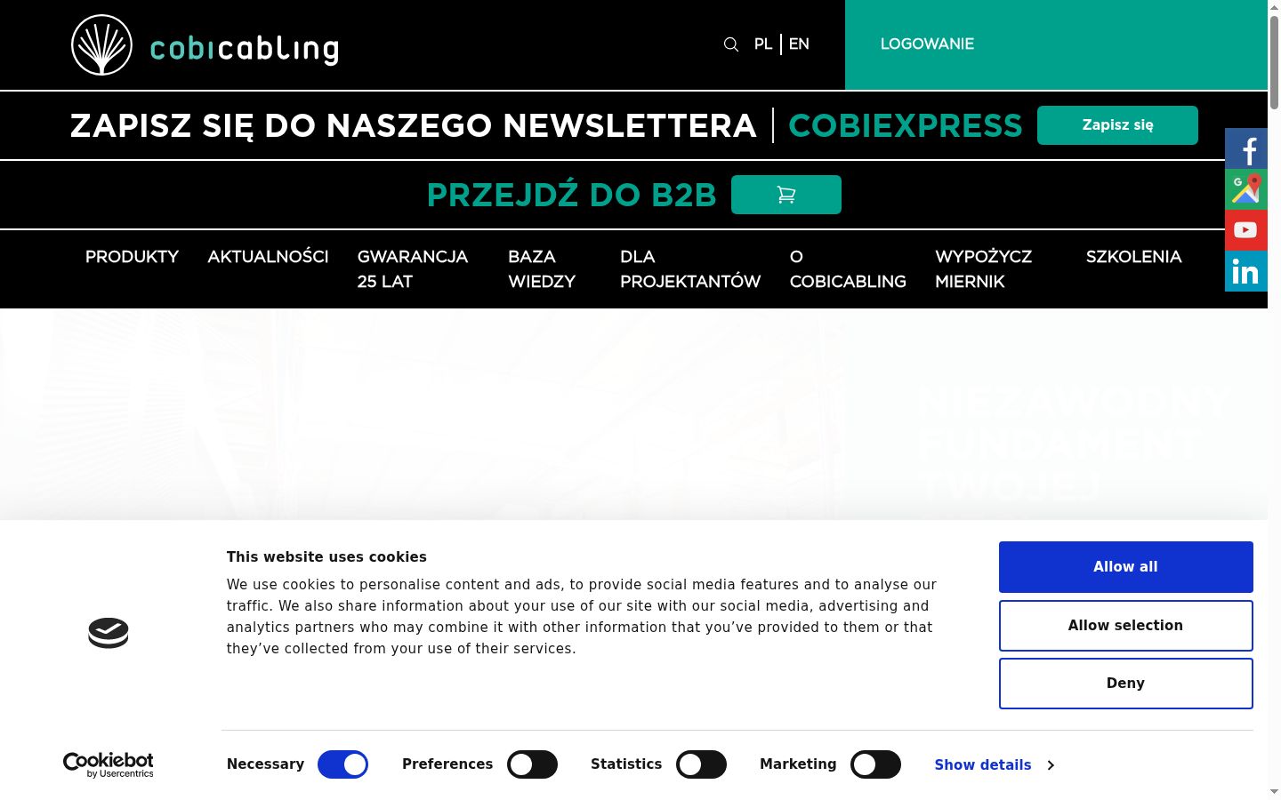 Képernyőkép a bármilyen interakció előtt megjelenő hozzájárulási bannerről
