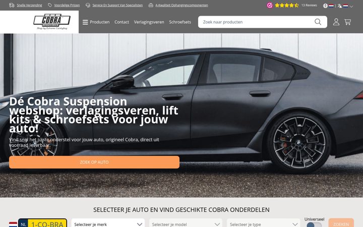 Screenshot of cobra-suspensionshop.nl