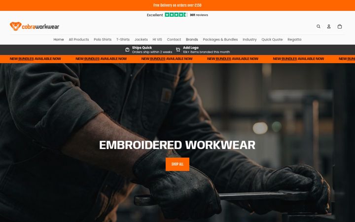 Screenshot of cobra-workwear.co.uk