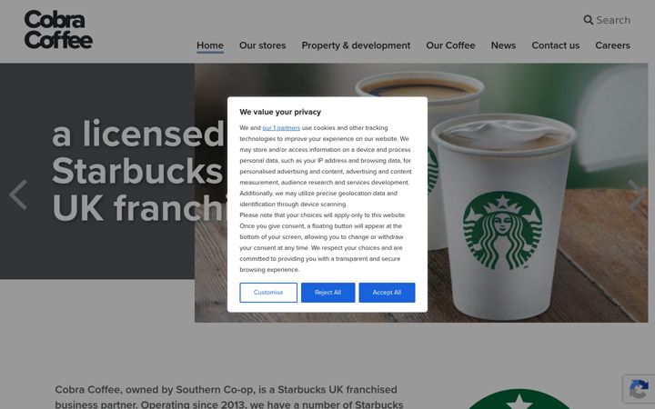 Screenshot of cobracoffee.co.uk
