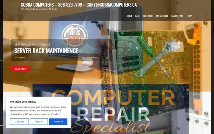 Screenshot of cobracomputers.ca