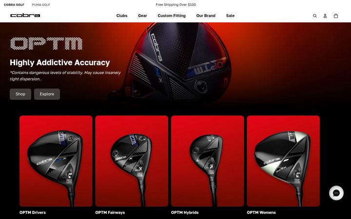 Screenshot of cobragolf.com