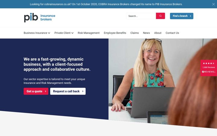 Zrzut ekranu cobrainsurance.co.uk