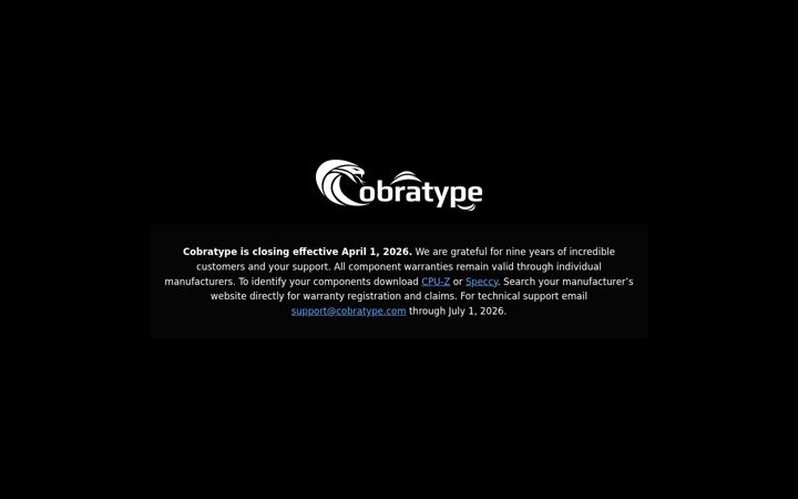 Screenshot of cobratype.com