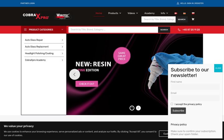 Screenshot of cobraxpro.com