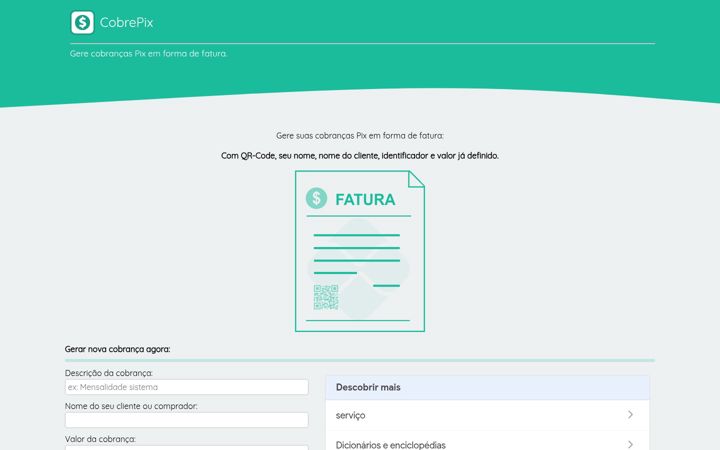 Posnetek zaslona cobrepix.com.br