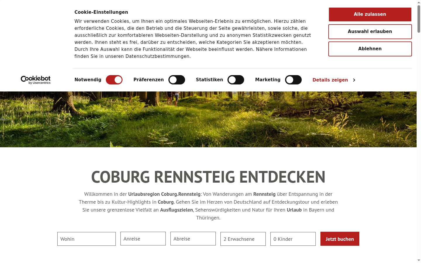Screenshot del banner di consenso mostrato prima di qualsiasi interazione