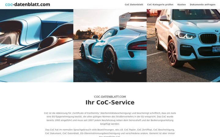 Screenshot of coc-datenblatt.com