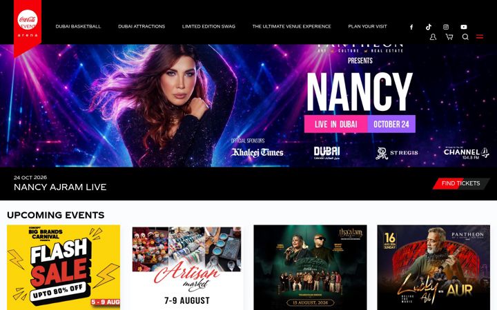 Screenshot of coca-cola-arena.com