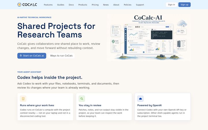 Screenshot of cocalc.com