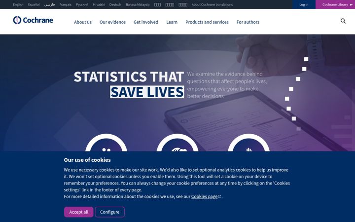 Екранна снимка на cochrane.org