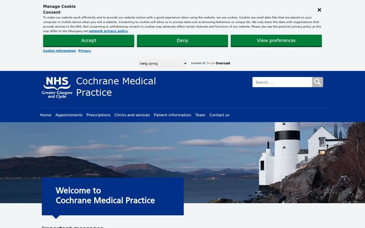 Zrzut ekranu cochranemedicalpractice.scot.nhs.uk