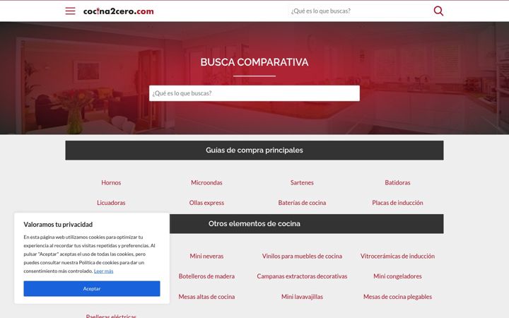 Screenshot of cocina2cero.com