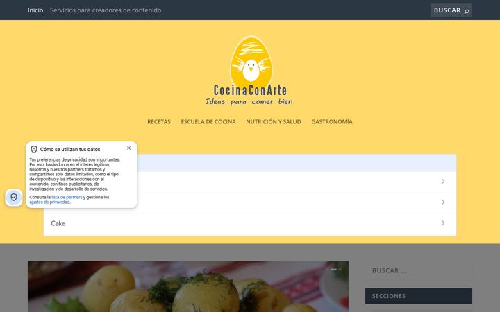 Screenshot of cocinaconarte.net