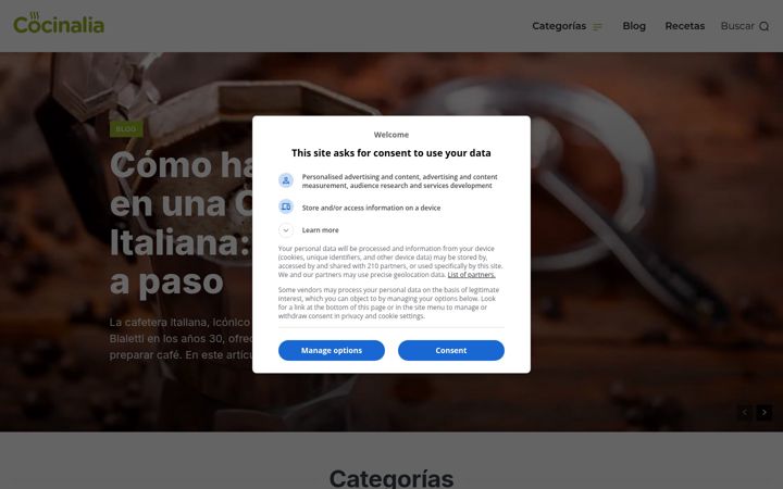 Screenshot ta' cocinalia.net