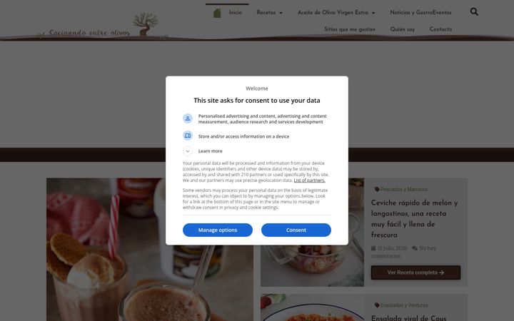 Screenshot of cocinandoentreolivos.com