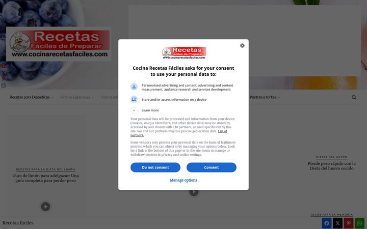 Screenshot of cocinarecetasfaciles.com