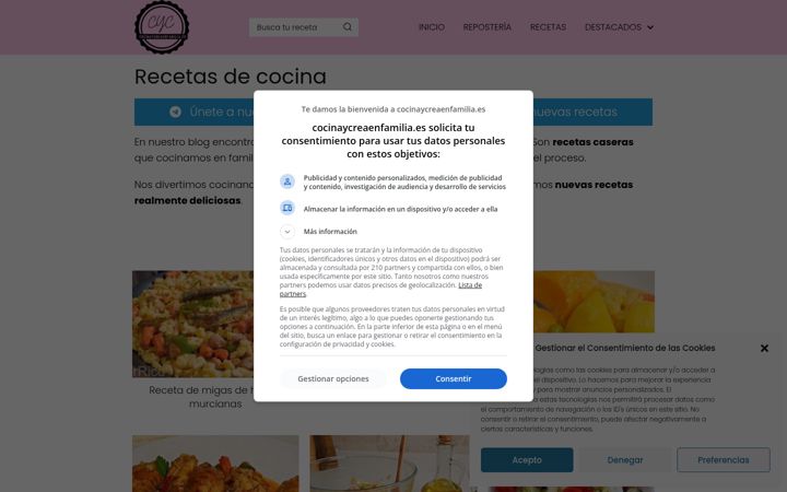 Screenshot of cocinaycreaenfamilia.es