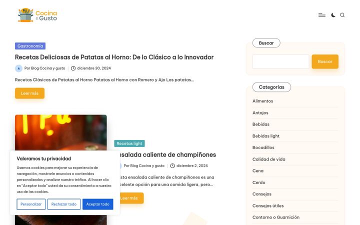 Screenshot of cocinaygusto.com