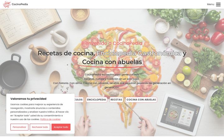 Screenshot of cocinopedia.com