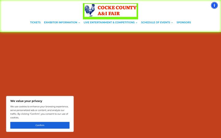 Screenshot of cockecountyfairtn.com