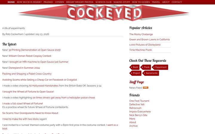 Screenshot of cockeyed.com