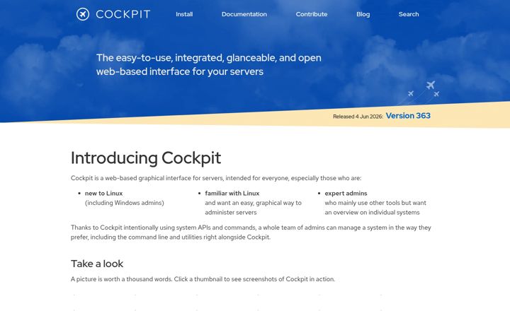 Screenshot of cockpit-project.org