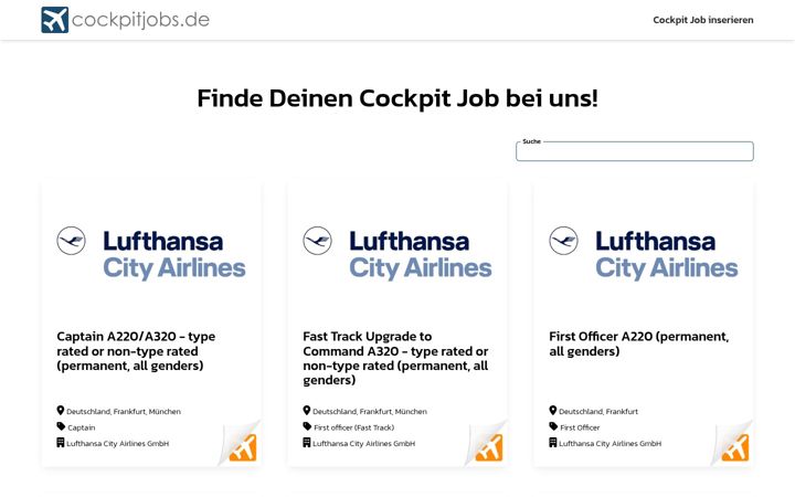 Screenshot of cockpitjobs.de