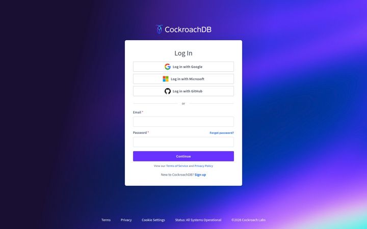 Screenshot of cockroachlabs.cloud