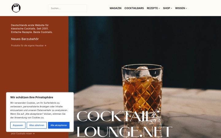 Screenshot ta' cocktail-lounge.net