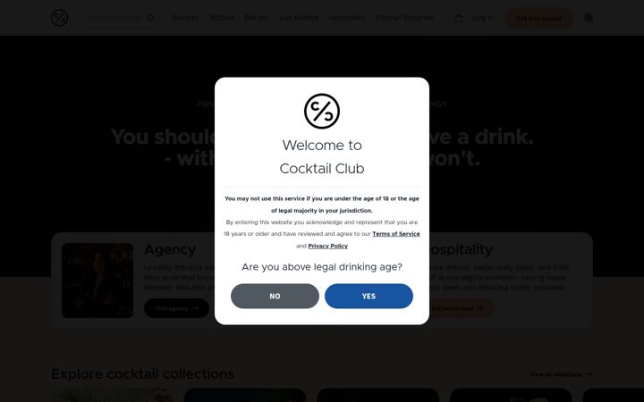 Screenshot of cocktailclub.com