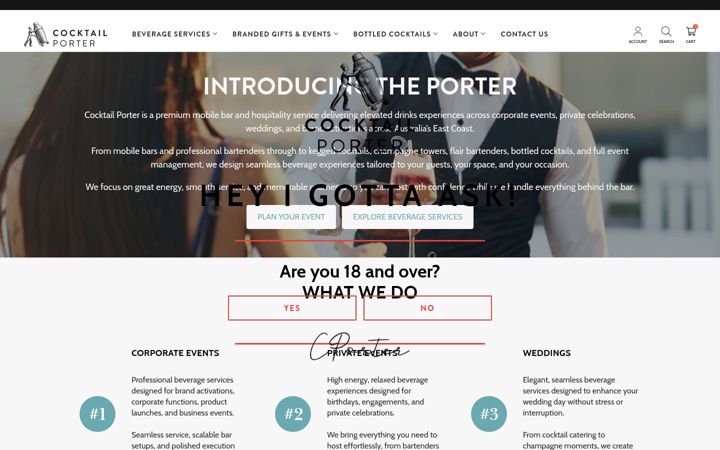 Captura de pantalla de cocktailporter.com.au