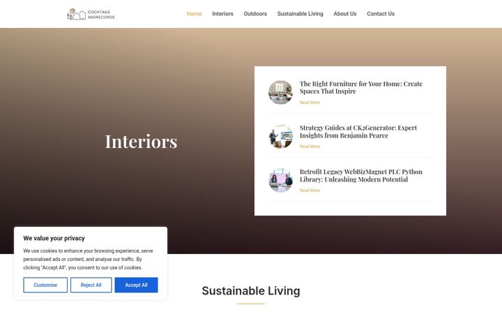 Screenshot of cocktailsandrecords.net