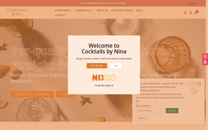 Screenshot of cocktailsbynina.com