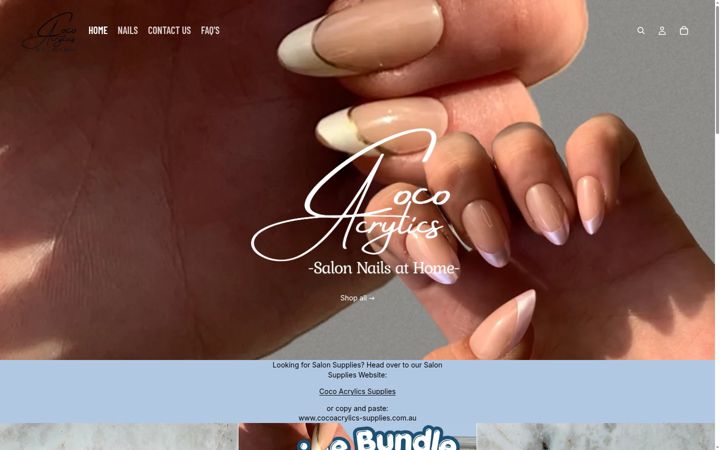 Screenshot of cocoacrylics.com.au
