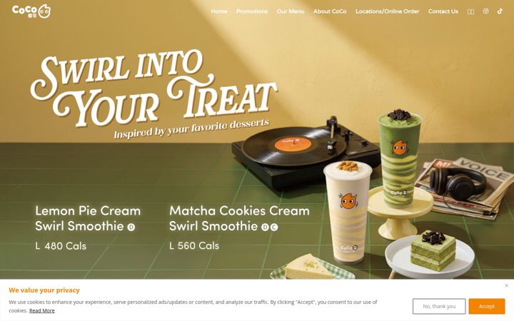 Screenshot of cocofreshtea.ca