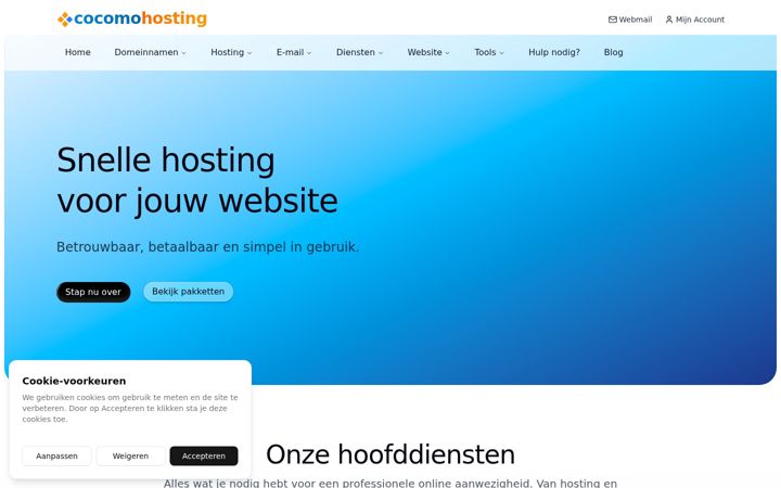 Captură de ecran a cocomohosting.nl