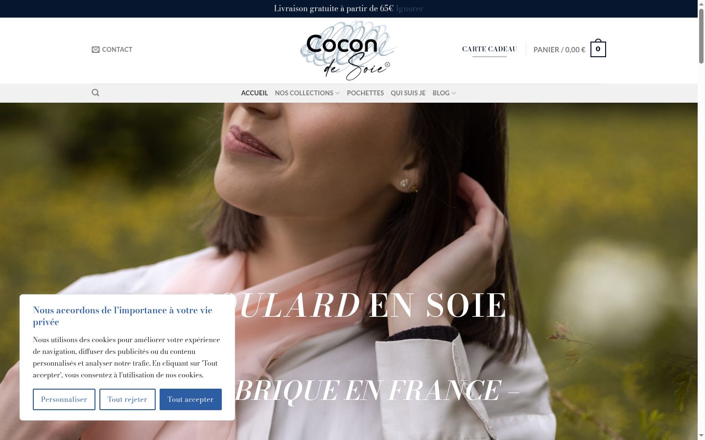 Capture d'écran de la bannière de consentement affichée avant toute interaction