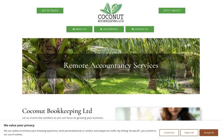 Screenshot of coconutbookkeeping.co.uk