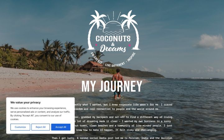 Screenshot of coconutsanddreams.com