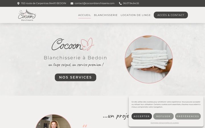 Screenshot of cocoonblanchisserie.com