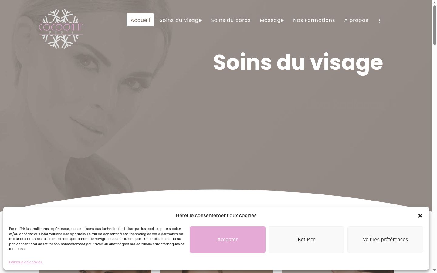Capture d'écran de la bannière de consentement affichée avant toute interaction