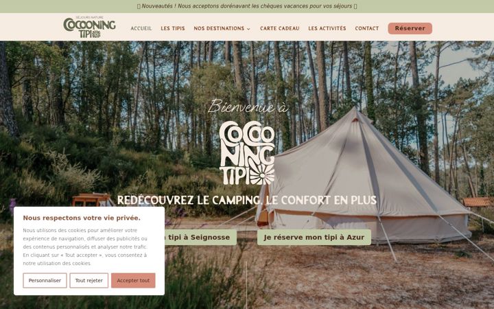 Screenshot of cocooning-tipi.com
