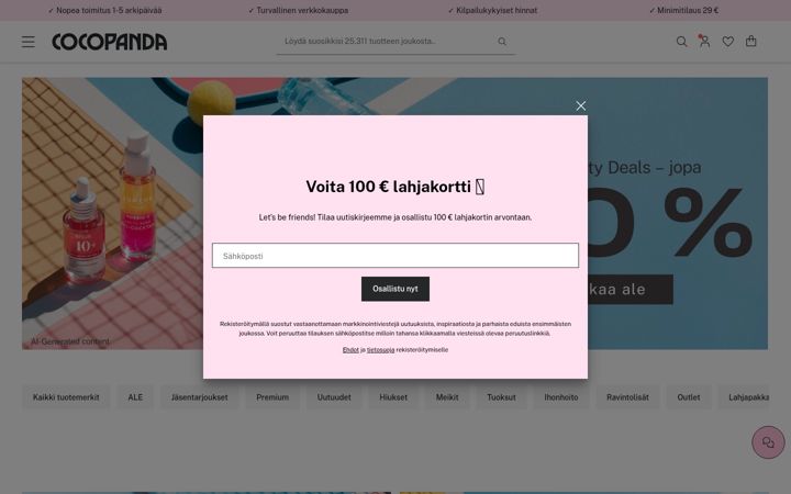 Screenshot of cocopanda.fi