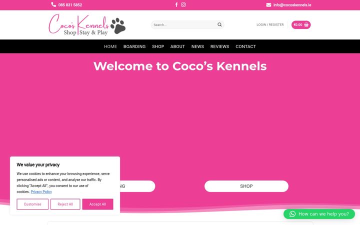 Capture d'écran de cocoskennels.ie
