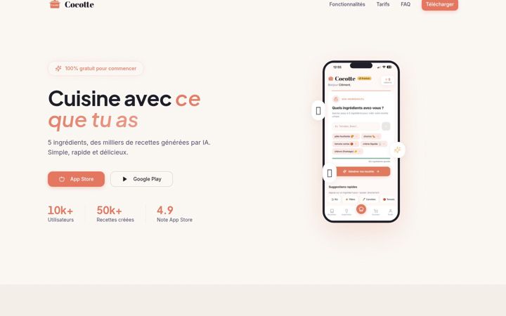 Screenshot of cocotte-app.com