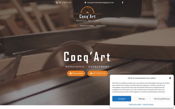Captură de ecran a cocquartmenuiserie.fr
